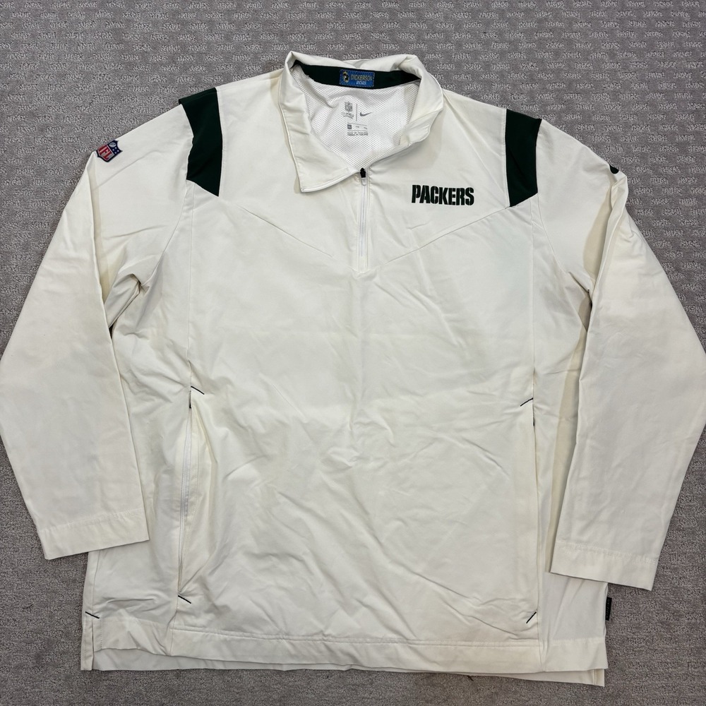 Nike Greenbay Packers Team Issue On Field Sideline 1/4 Zip Jacket Mens 2XL White